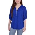 thumbnail image 1 of NY Collection Womens Petites Crewneck Rolled Sleeves Blouse, 1 of 1