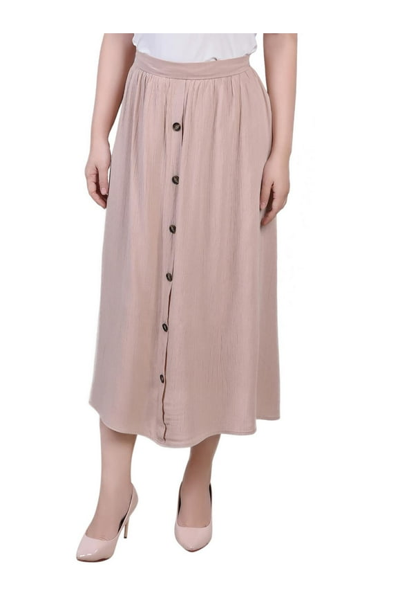 Womens Petites Button  Midi Skirt