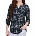 thumbnail image 1 of NY Collection Womens Button Pullover Blouse, Black, Petite, PM, 1 of 1