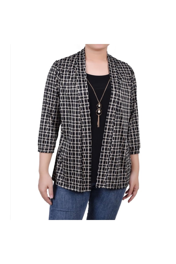Womens Layering Necklace Cardigan Blouse, Multicoloured, Petite, PM