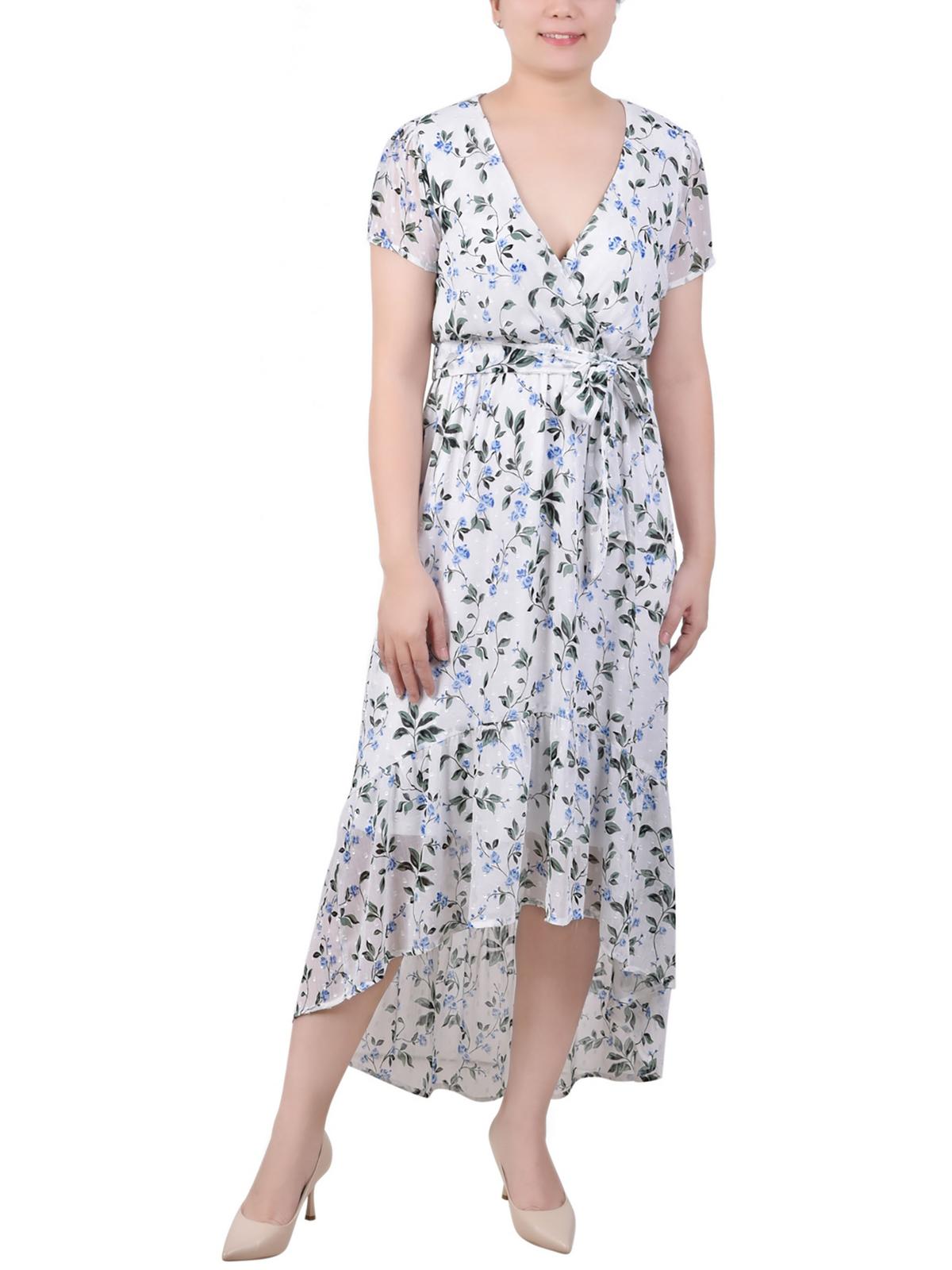 NY Collection Womens Petites Chiffon Handkerchief Hem Maxi Dress ...