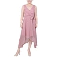 thumbnail image 1 of NY Collection Womens Chiffon Fit & Flare Dress, Pink, Petite, PM, 1 of 4