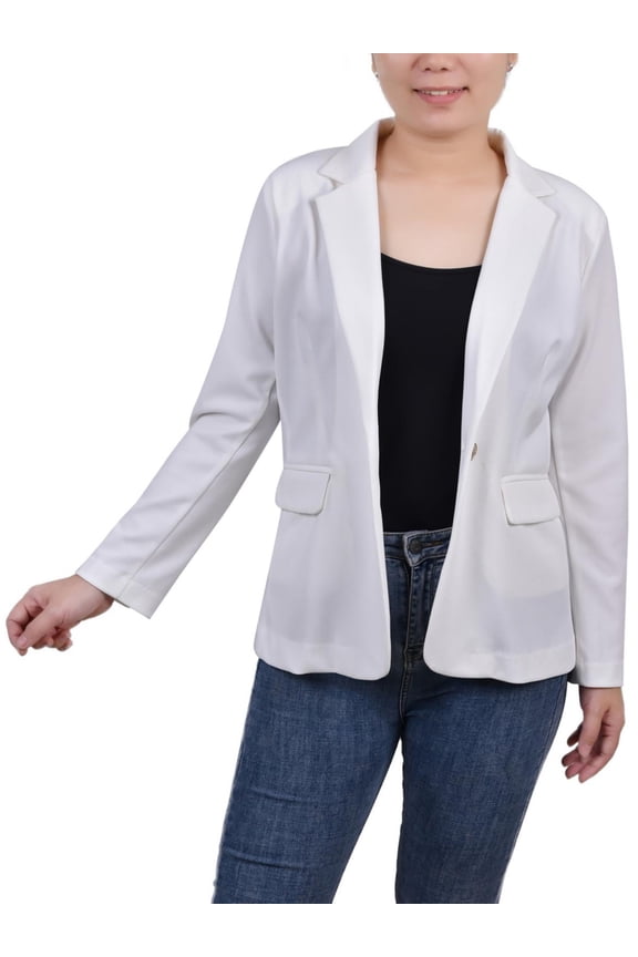 Womens Petites Collar  One-Button Blazer