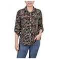 thumbnail image 1 of NY Collection Womens Petites Collar Three Quarter Sleeve Button-Down Top, 1 of 2