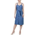 thumbnail image 1 of NY Collection Womens Petites Cotton Knee-Length Shirtdress, 1 of 1