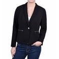thumbnail image 1 of NY Collection Womens Cropped Crepe Jacket, Black, Petite, PM, 1 of 3