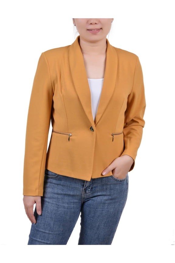 Womens Petites Crepe Business One-Button Blazer