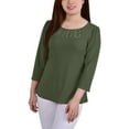 thumbnail image 1 of NY Collection Womens Petites Crepe Mesh Inset Blouse, 1 of 3