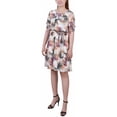 thumbnail image 1 of NY Collection Womens Petites Crepe Printed Fit & Flare Dress, 1 of 2