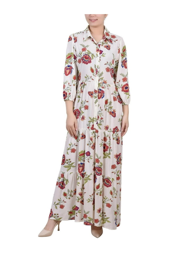 Womens Petites Crinkle Tiered Maxi Dress