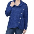 thumbnail image 1 of NY Collection Womens Overlap Design Wrap Blouse, Blue, Petite, PM, 1 of 2