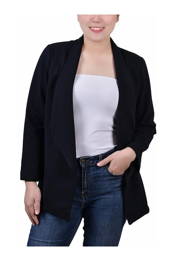 Womens Petites Drapey Business Open-Front Blazer