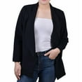 thumbnail image 1 of NY Collection Women's 3/4 Sleeve Ponte Jacket Black Size Petite X-Large, 1 of 3