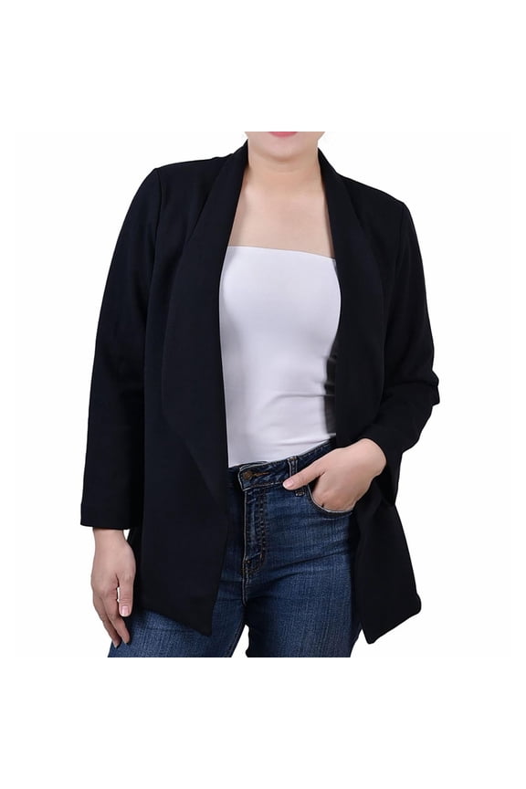 Petite 3/4 Sleeve Ponte Jacket Black PXL