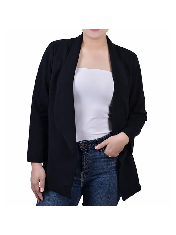 Petite 3/4 Sleeve Ponte Jacket Black PXL