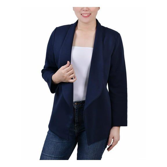 NY Collection Womens Petites Drapey Business Open-Front Blazer