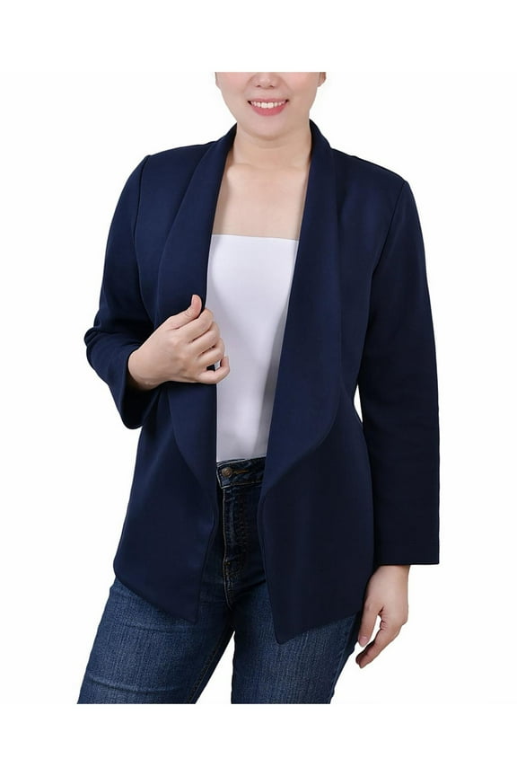 Womens Petites Drapey Business Open-Front Blazer