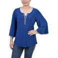 thumbnail image 1 of NY Collection Womens Petites Embellished Bell Sleeves Blouse, 1 of 5