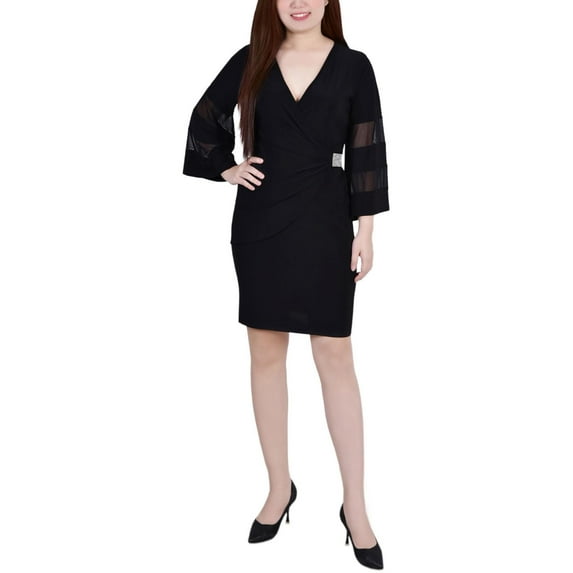 NY Collection Womens Petites Embellished Mini Cocktail And Party Dress