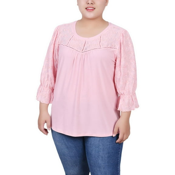 NY Collection Womens Petites Floral Print Blouse