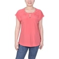 thumbnail image 1 of NY Collection Womens Circle Chain Peasant Blouse, Pink, Petite, PL, 1 of 4
