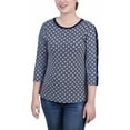 thumbnail image 1 of NY Collection Womens Petites Grommet Crewneck Blouse, 1 of 1