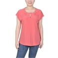 thumbnail image 1 of NY Collection Womens Petites Grommet Key Hole Blouse, 1 of 4