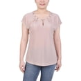 thumbnail image 1 of NY Collection Womens Petites Grommet Key Hole Blouse, 1 of 2