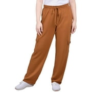 NY COLLECTION Womens Petites High Rise Straight Leg Cargo Pants