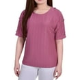 thumbnail image 1 of NY Collection Womens Embellished Basic T-Shirt, Pink, Petite, PXL, 1 of 1