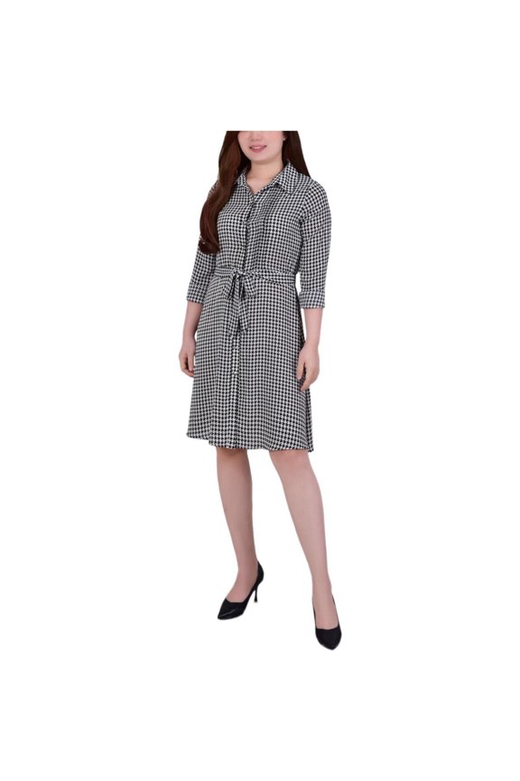 Womens Crepe Printed Shirt Dress, Multicoloured, Petite, P/PS