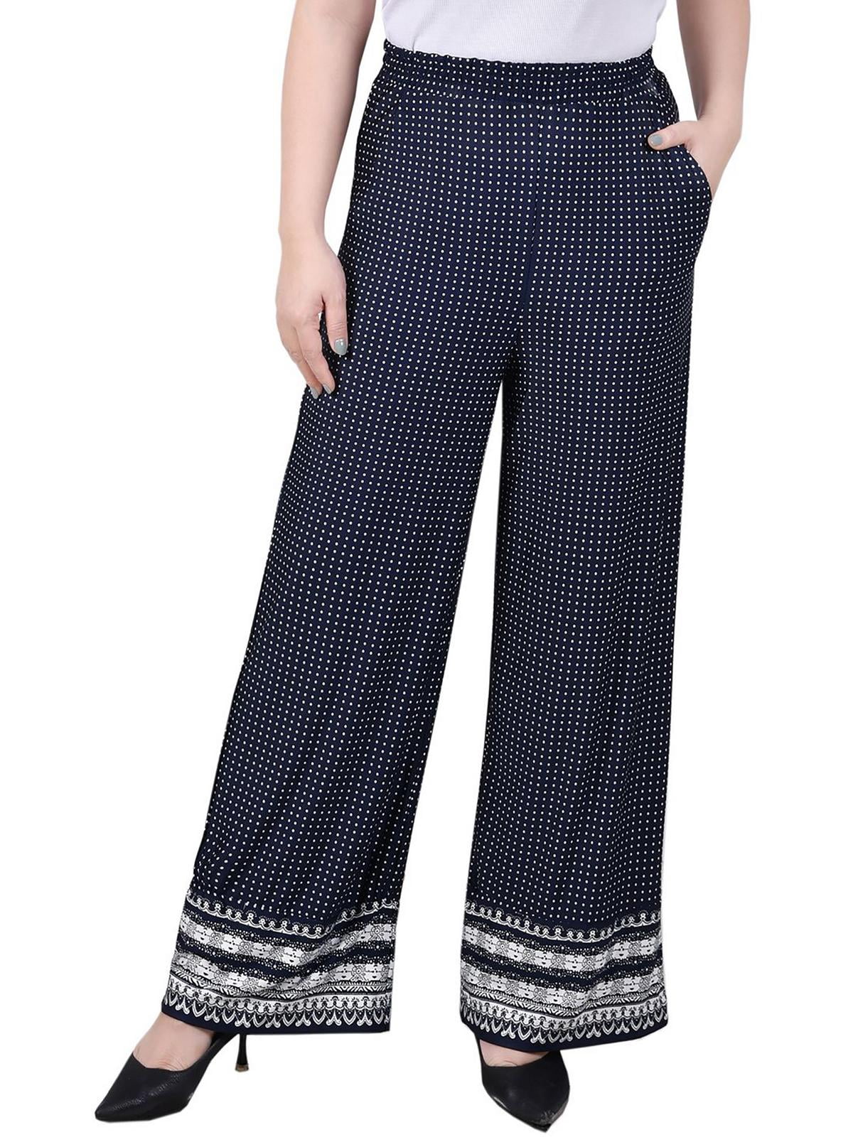Stretch Cotton Polka Dot Wide Leg Pull-On Pants with Pockets Limited Edition