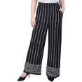 thumbnail image 1 of NY Collection Womens Petites Jersey Printed Wide Leg Pants, 1 of 4
