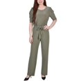 thumbnail image 1 of NY Collection Womens Petites Knit Elbow Sleeves Jumpsuit, 1 of 2