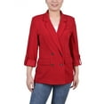 thumbnail image 1 of NY Collection Womens Petites Knit Long Sleeves Two-Button Blazer, 1 of 1