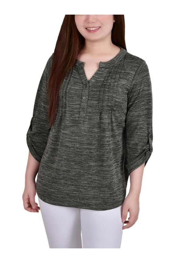 Womens Petites Knit Space Dyed Pullover Sweater