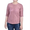 thumbnail image 1 of NY Collection Womens Lace Knit Blouse, Pink, Petite, PM, 1 of 1