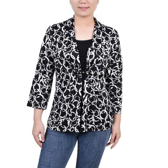 NY Collection Womens Petites Layered Jersey Blouse