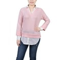 thumbnail image 1 of NY Collection Womens Petites Layered Long Sleeve Pullover Top, 1 of 1
