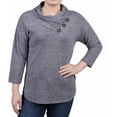 thumbnail image 1 of NY Collection Womens Wrap Neck Pullover Sweater, Grey, Petite, PM, 1 of 1