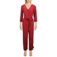 thumbnail image 1 of NY Collection Womens Petites Matte Jersey Belted Jumpsuit, 1 of 2
