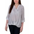 thumbnail image 1 of NY Collection Womens Petites Metallic  Blouse, 1 of 1