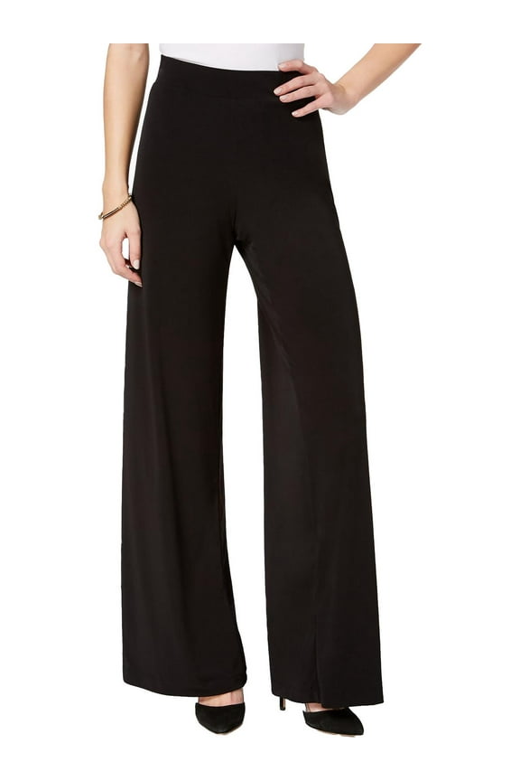 Womens Petites Office Mid-Rise Palazzo Pants