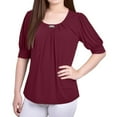 thumbnail image 1 of NY Collection Womens Balloon Sleeve Knit Blouse, Purple, Petite, PL, 1 of 4