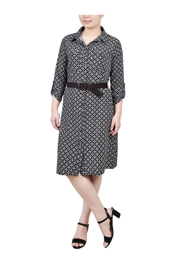 Womens Petites Paisley Pocket Shirtdress