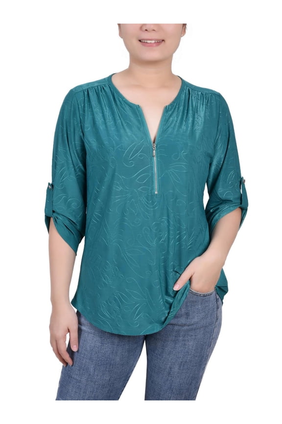 Womens Petites Pattern 1/2 Zip Blouse