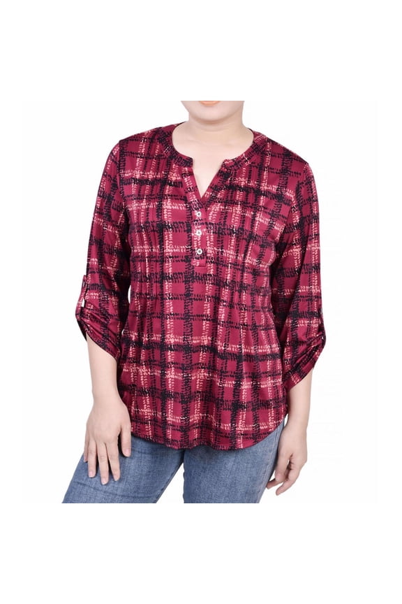 Womens Pintuck Pullover Blouse, Pink, Petite, PL