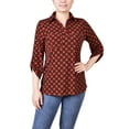 thumbnail image 1 of NY Collection Womens Petites Printed Collar Blouse, 1 of 1