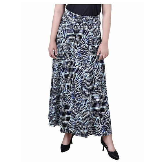 NY Collection Womens Petites Printed Long Maxi Skirt