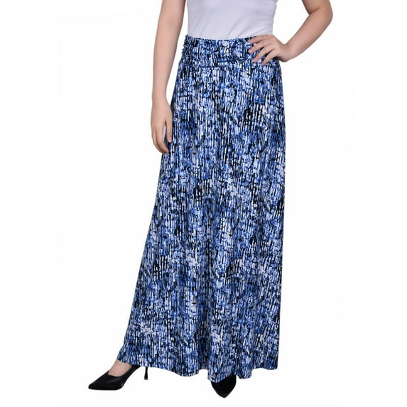 NY Collection Womens Petites Printed Long Maxi Skirt